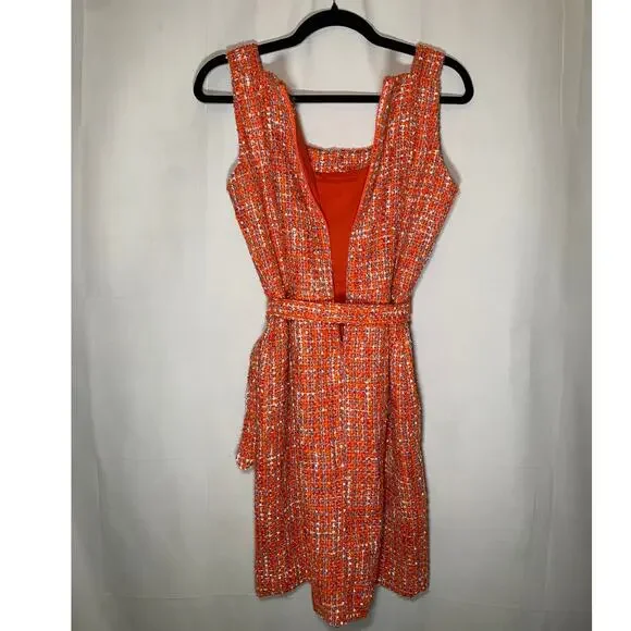 Ann Taylor - Orange Tweed Tank Dress - Size 2 Petite - Picture 3 of 10